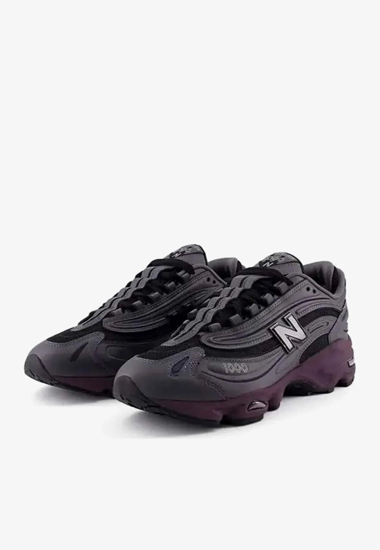 1000 Low-Top Sneakers in Magnet with Plum Brown