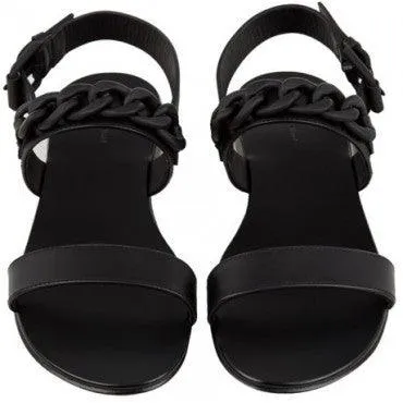 Giuseppe Zanotti Black Chain Double Strap Leather Sandal