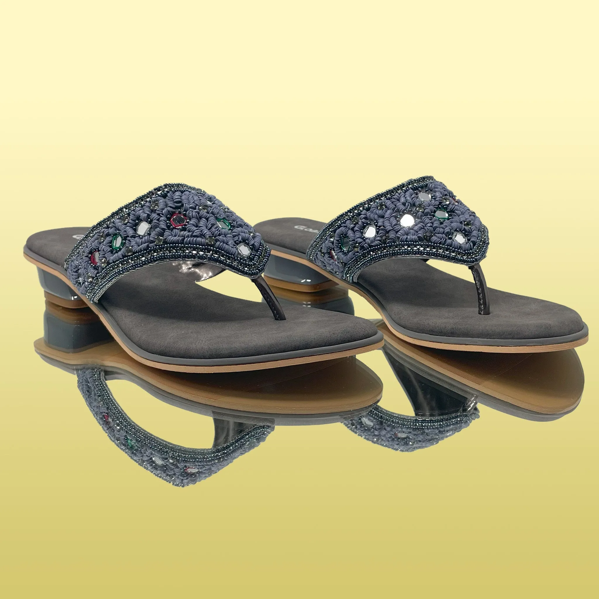 ZariGlow Embellished Grey heels